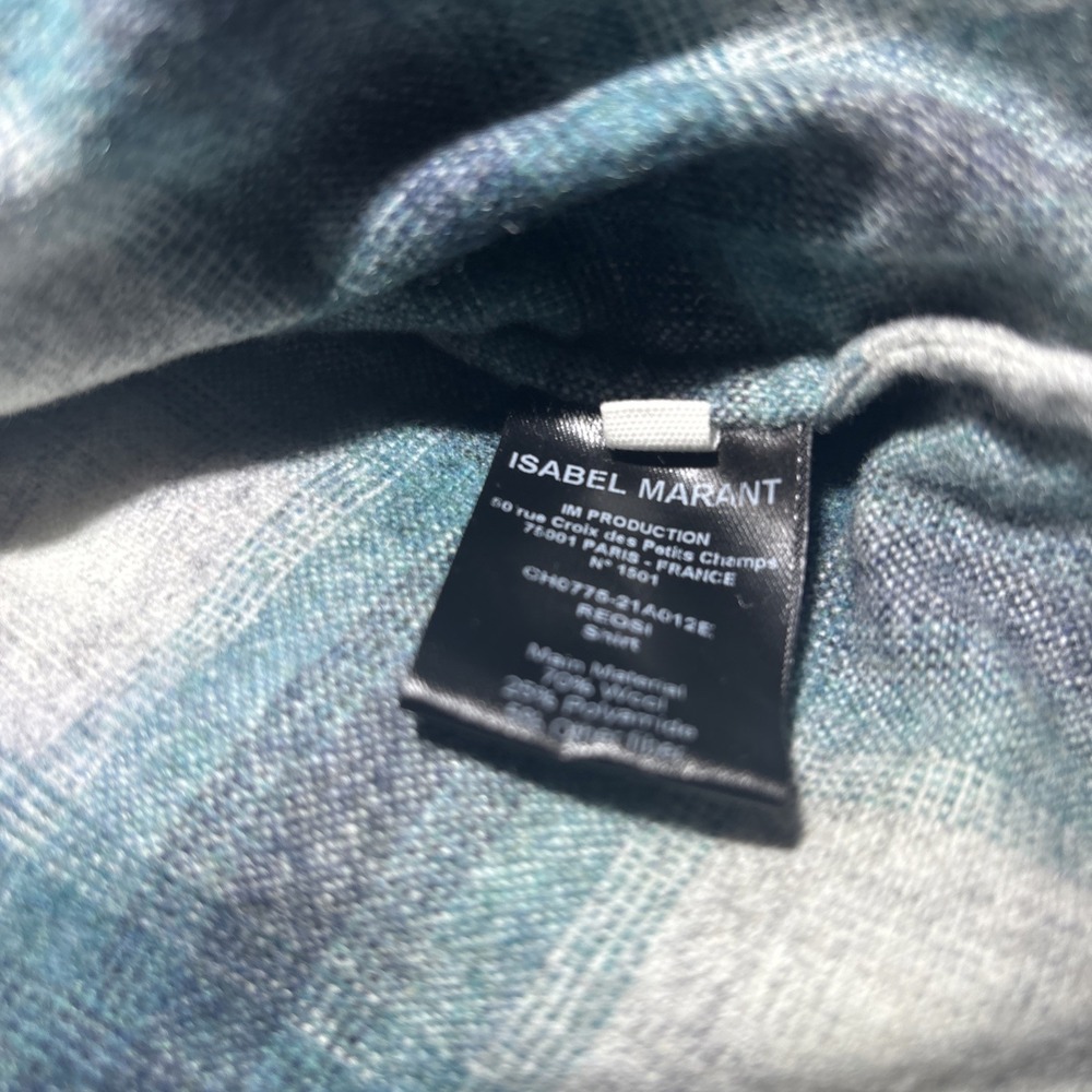 Isabel Etoile Marant Blue Pearl Snap Flannel Plaid Shirt Sz 44 Women Oversize - Picture 5 of 7
